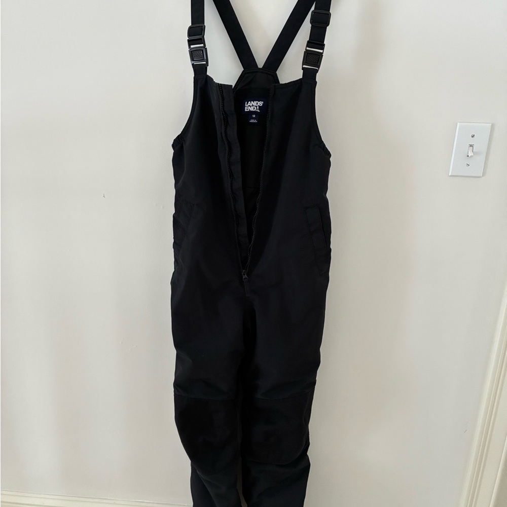 Lands' End Black Squall Snow Bib Overalls - Boys Size 12